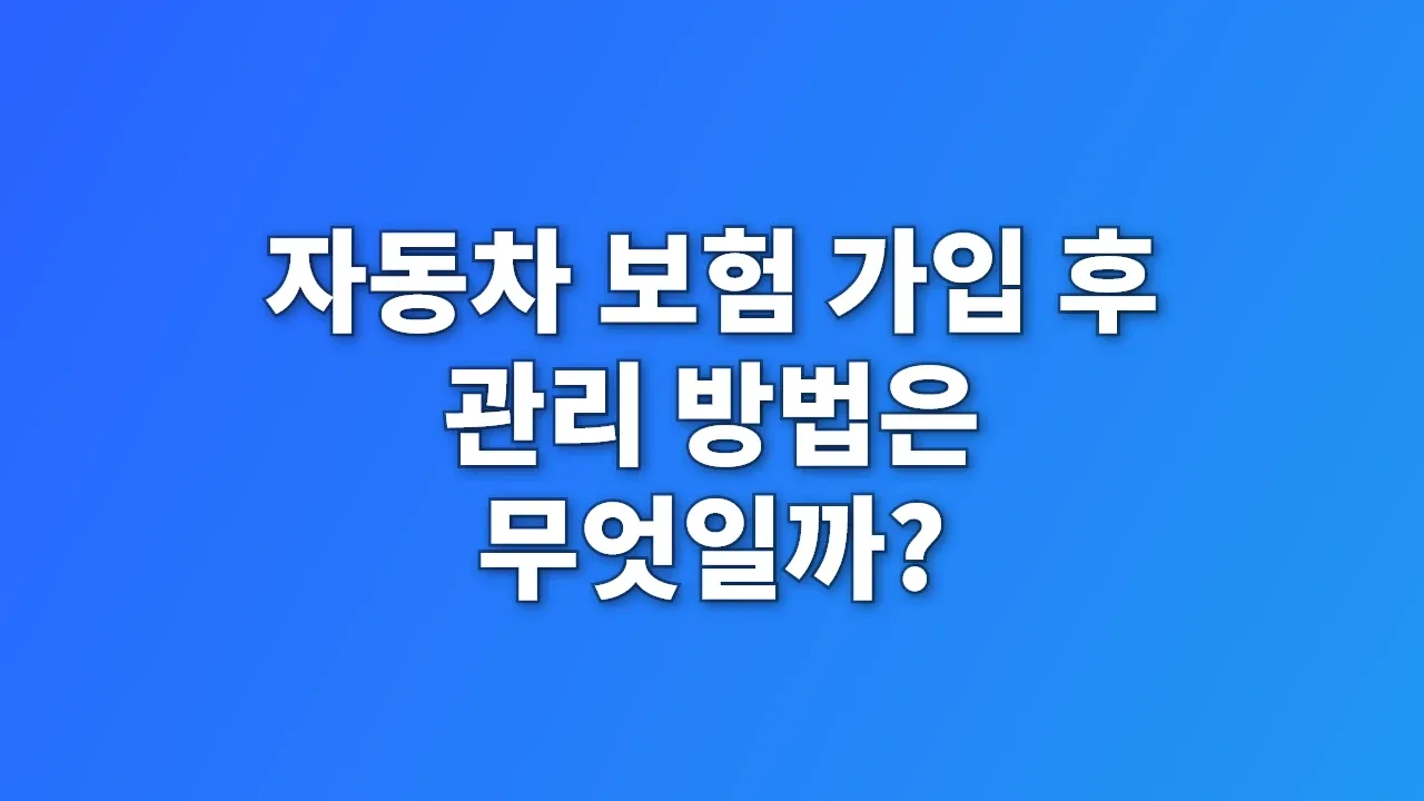자동차 보험 가입 후 관리 방법은 무엇일까?